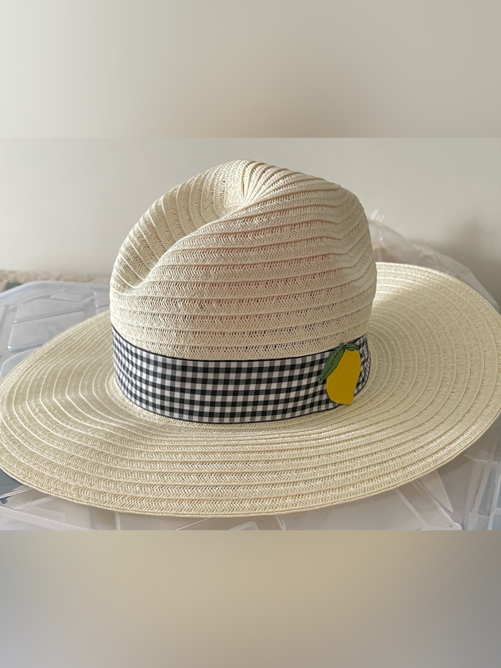 Anthropologie Gingham and lemon pattern cowboy hat
